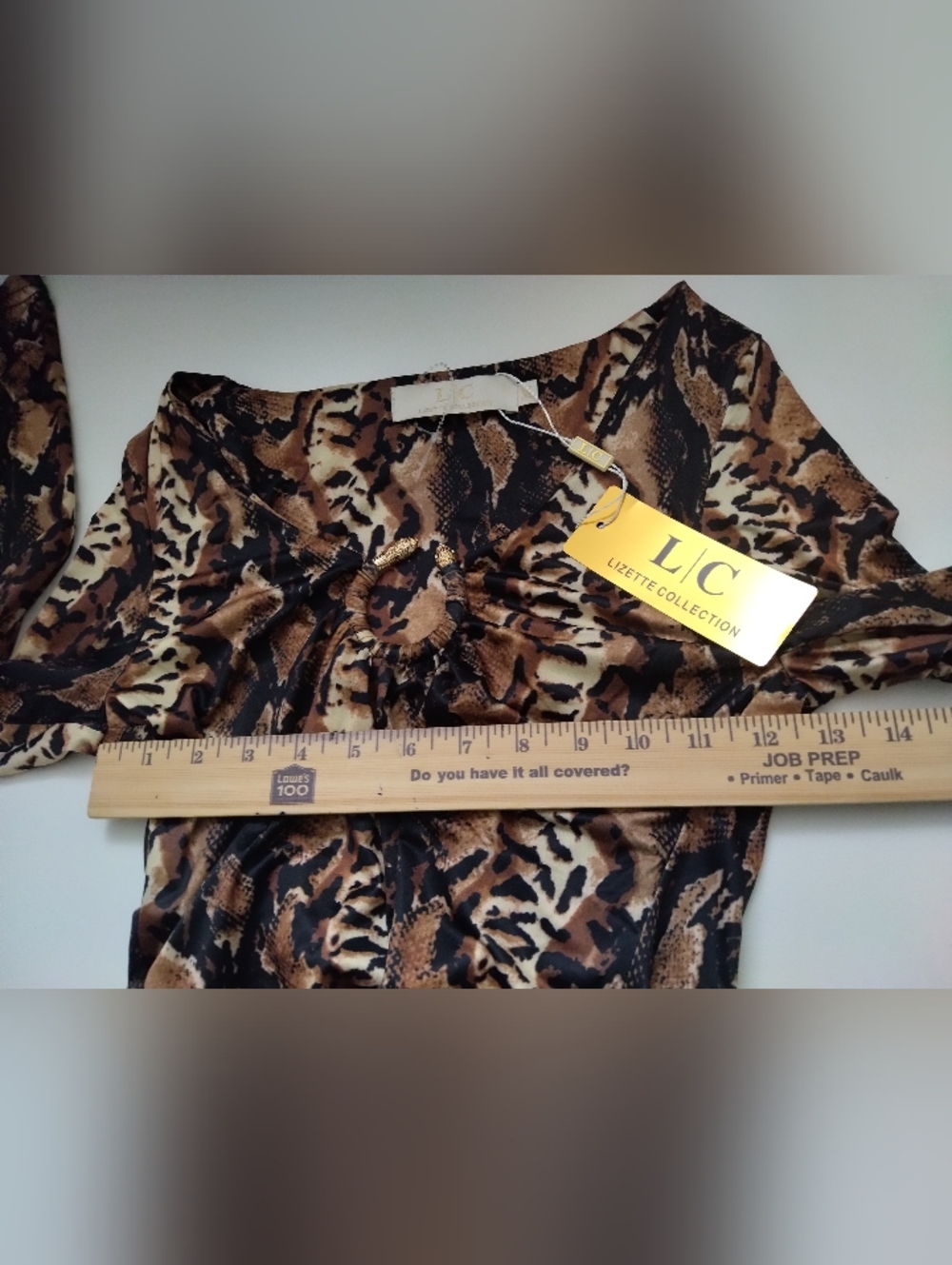Lizzete Collection Women's Brown Animal Print Long Sleeve Bodysuit New Size M - Picture 5 of 5